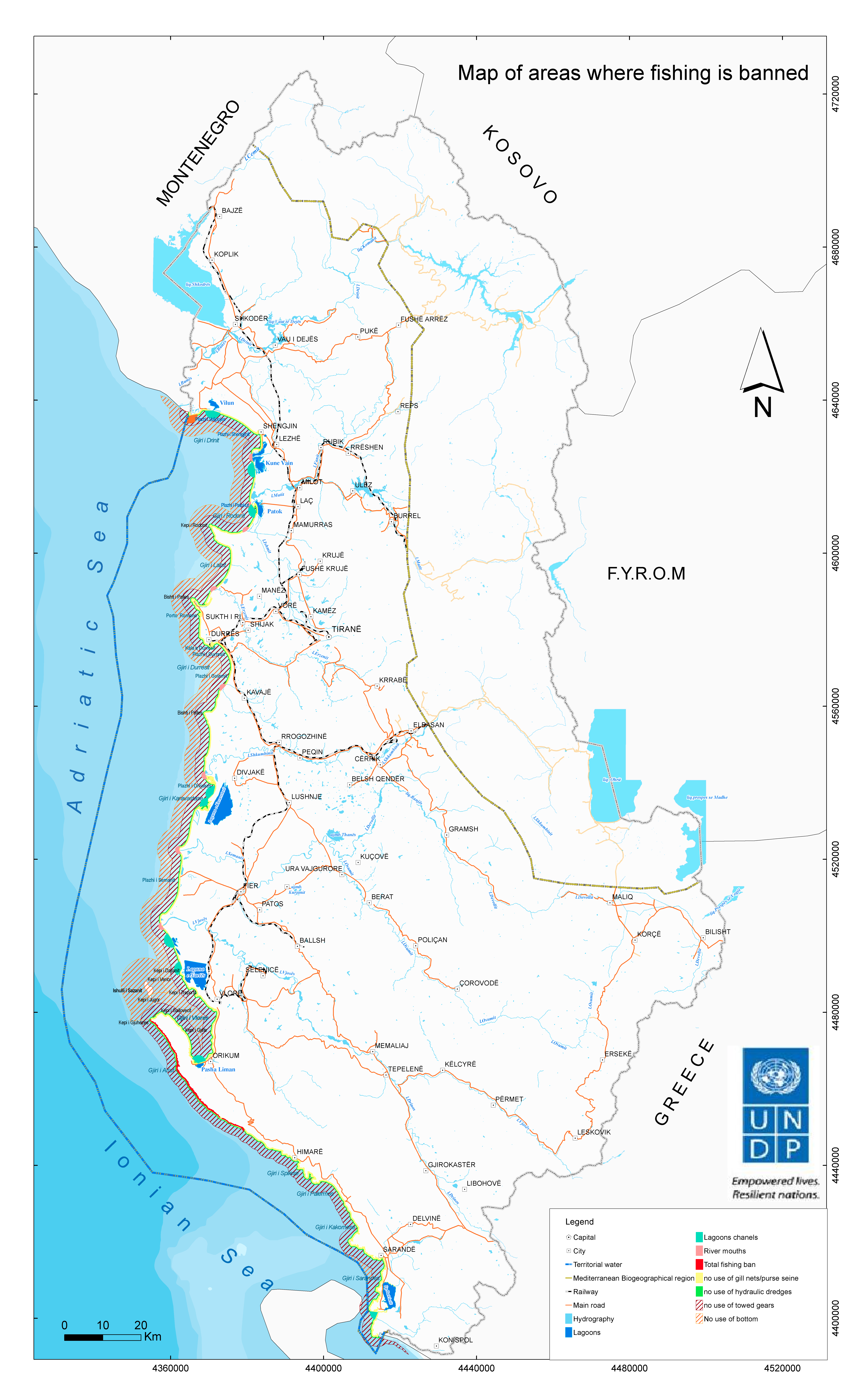 Map-areas where fishing is banned